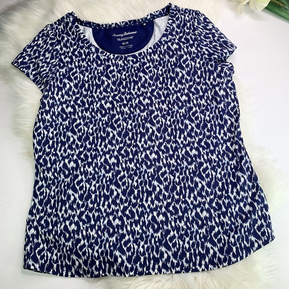 Tommy Bahama Aubrey Chic Cheetah Island zone Top Blue Summer UPF 30 Size M - Picture 3 of 14